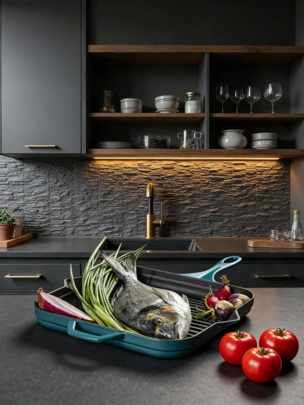 HÓSSE H 28 modrá litinová pánev 3