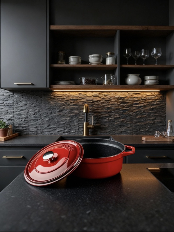 HÓSSE 20cm - 2,6 l červený litinový hrnec 4