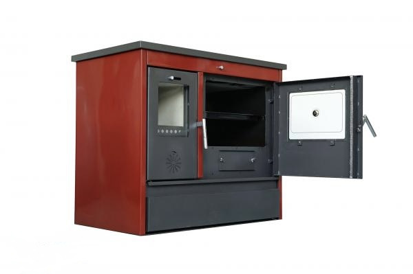 Sporák na tuhé palivo Gama smalt 11kw Pravý červený 2