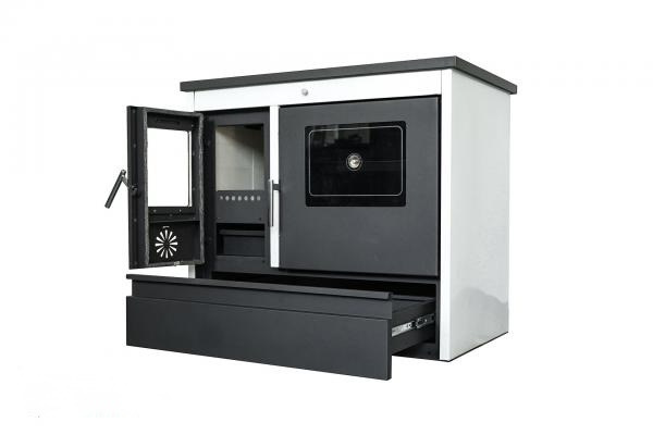 sporák na tuhé palivo Gama smalt 11kw Pravý bílý 1