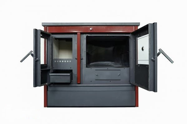 Sporák na tuhé palivo Gama smalt 11kw Levý červený 1